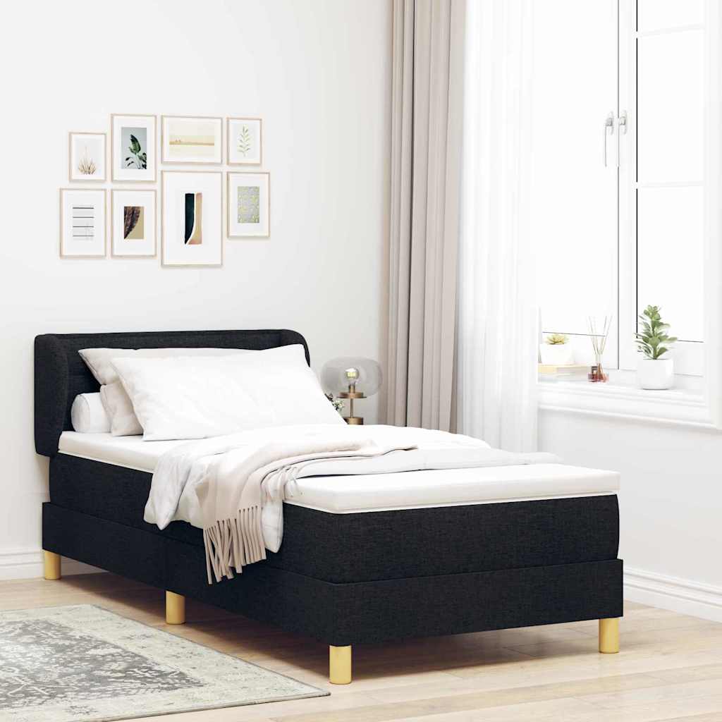 Box Spring Voodi koos Madratsiga Must 90x200 cm Kangas