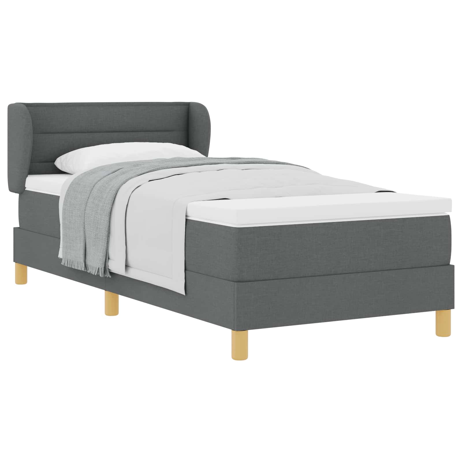 Thumbnail - vidaXL Boxspringbett mit Matratze Dunkelgrau 100 x 200 cm Stoff
