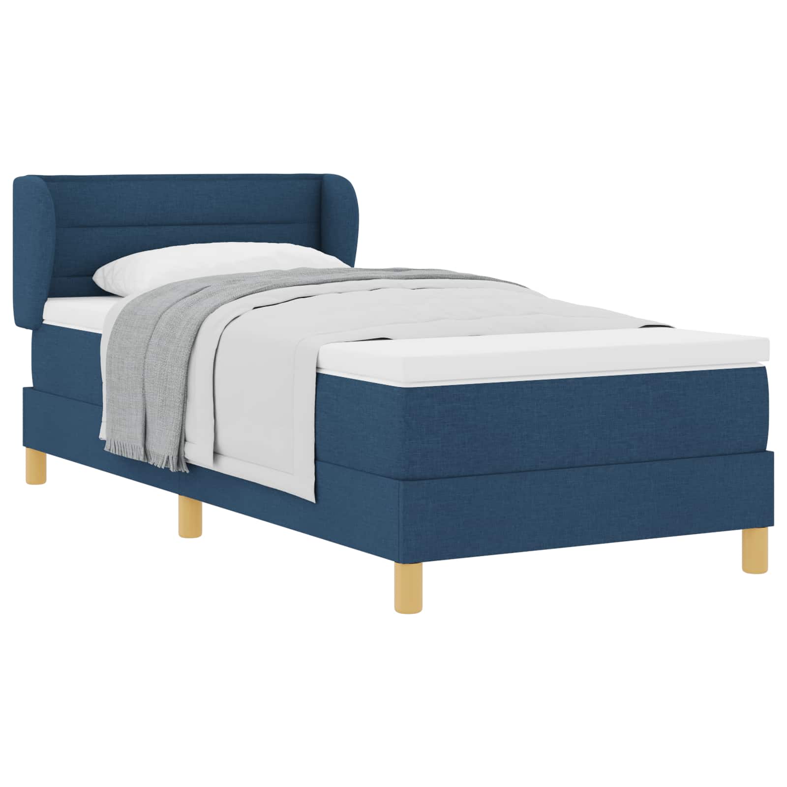 Thumbnail - vidaXL Boxspringbett mit Matratze mit Kopfteil Blau 100 x 200 cm Stoff