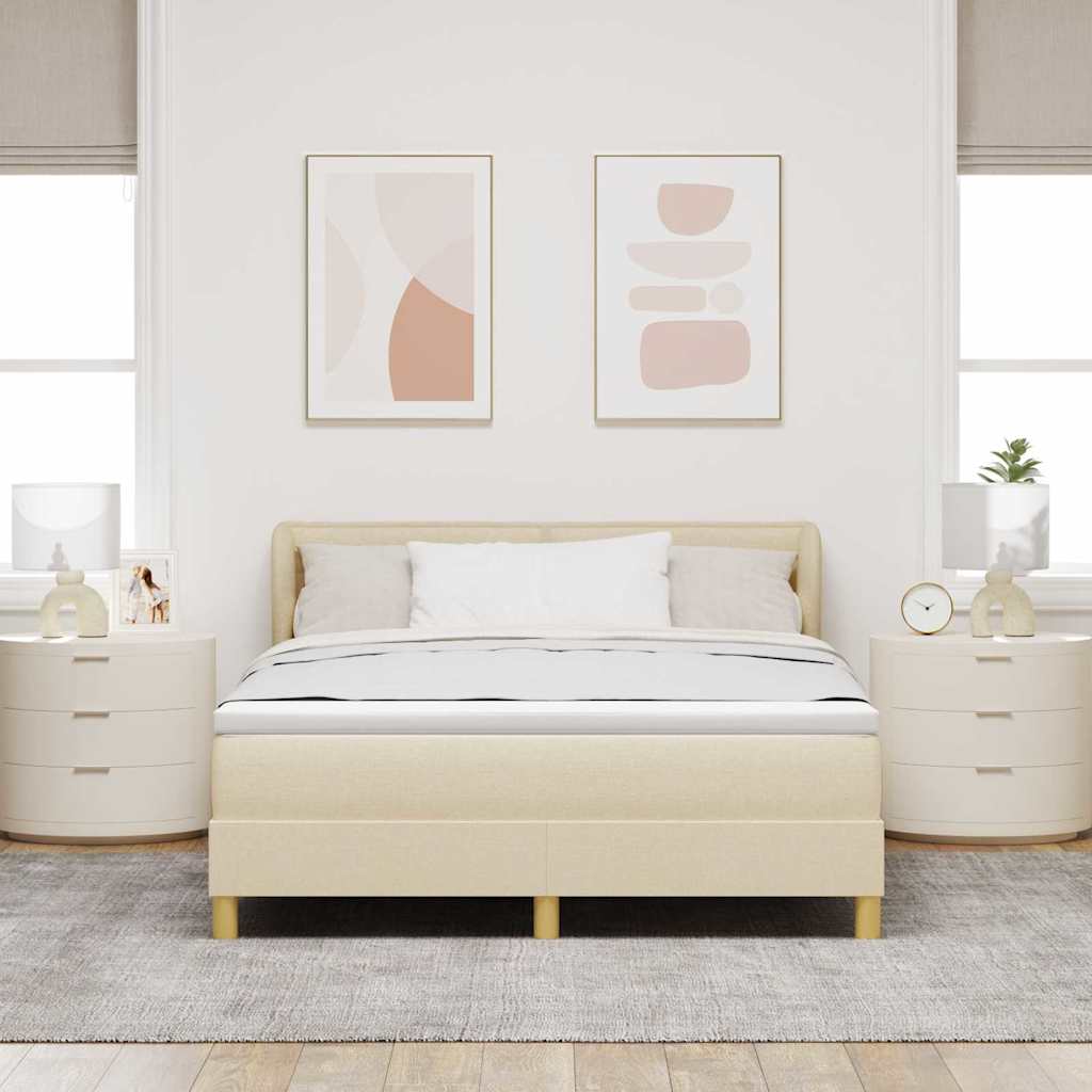 Postel s boxspringem s matrací Krémová 140 x 200 cm textil - obrázek 3
