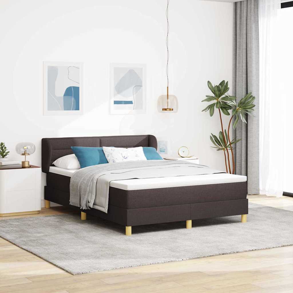 Box Spring Seng med Madras Mørkebrun 160x200 cm Stof