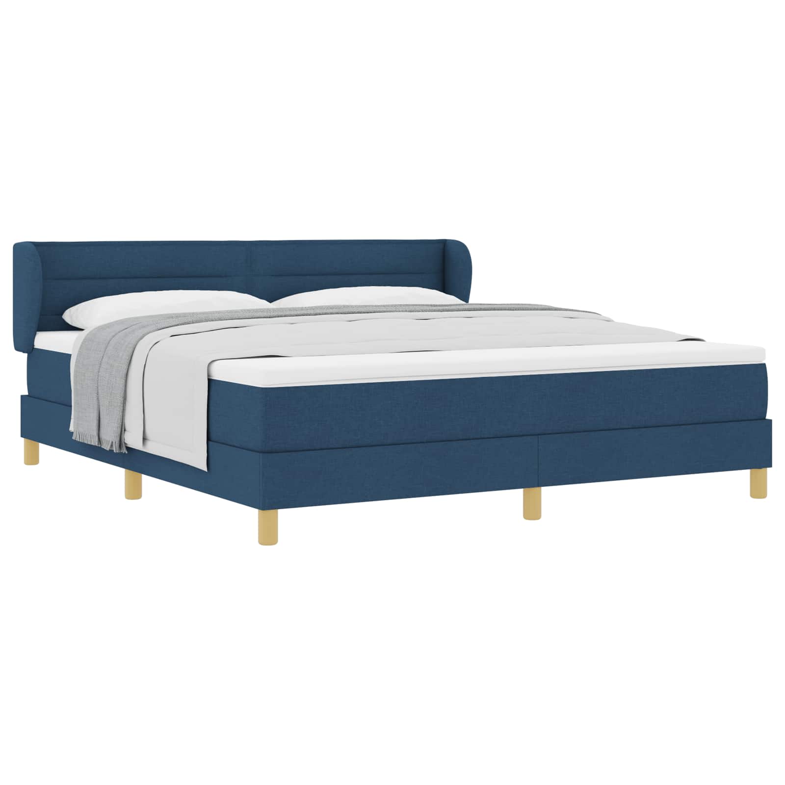 Thumbnail - vidaXL Boxspringbett mit Matratze mit Kopfteil Blau 180 x 200 cm Stoff