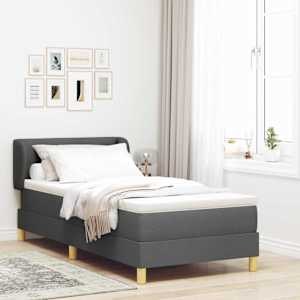 Postel s boxspringem s čelo Tmavě šedá 80 x 200 cm textil - obrázek 1
