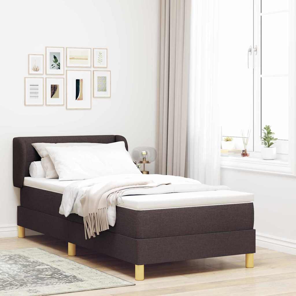 Box Spring voodi madratsi ja tumepruuni 80x200 cm kangaga