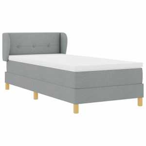 Postel s boxspringem s čelo Světle šedá 90 x 190 cm textil - obrázek 6