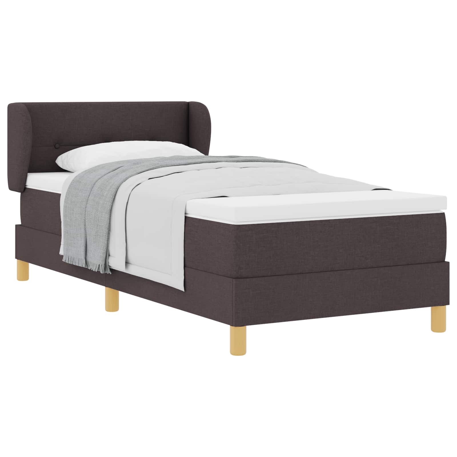 Postel s boxspringem s matrací Tmavě hnědá 90 x 190 cm textil - obrázek 2