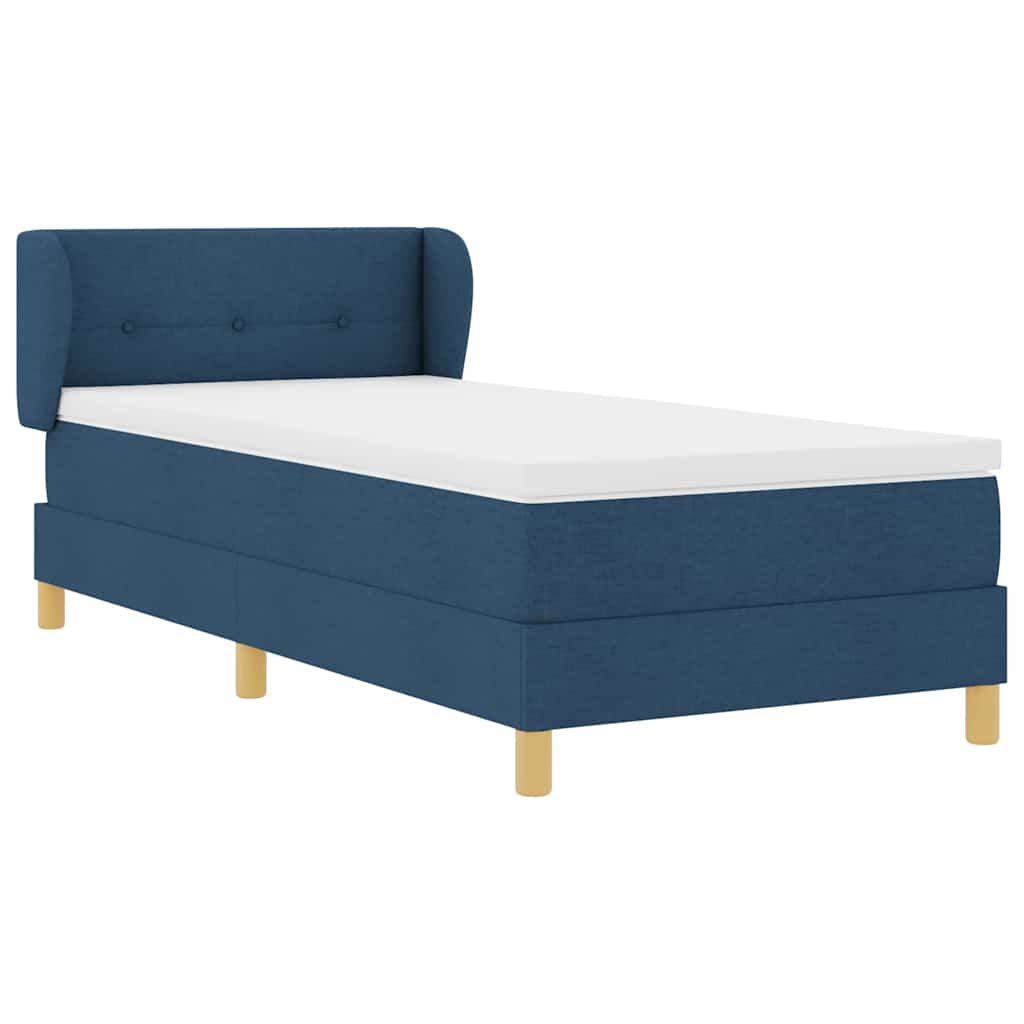 Postel s boxspringem s matrací s čelo Modrá 90 x 190 cm textil - obrázek 6