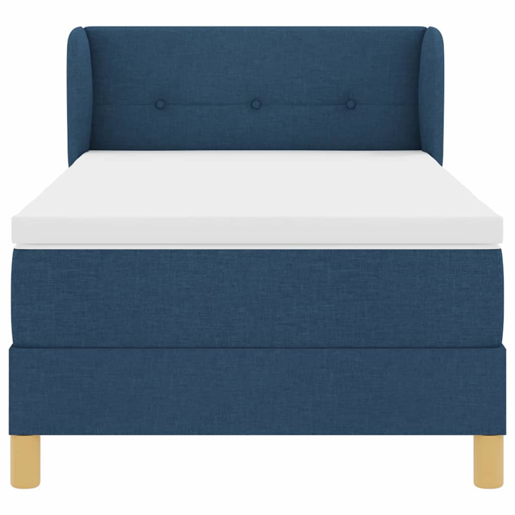 Postel s boxspringem s matrací s čelo Modrá 90 x 190 cm textil - obrázek 7