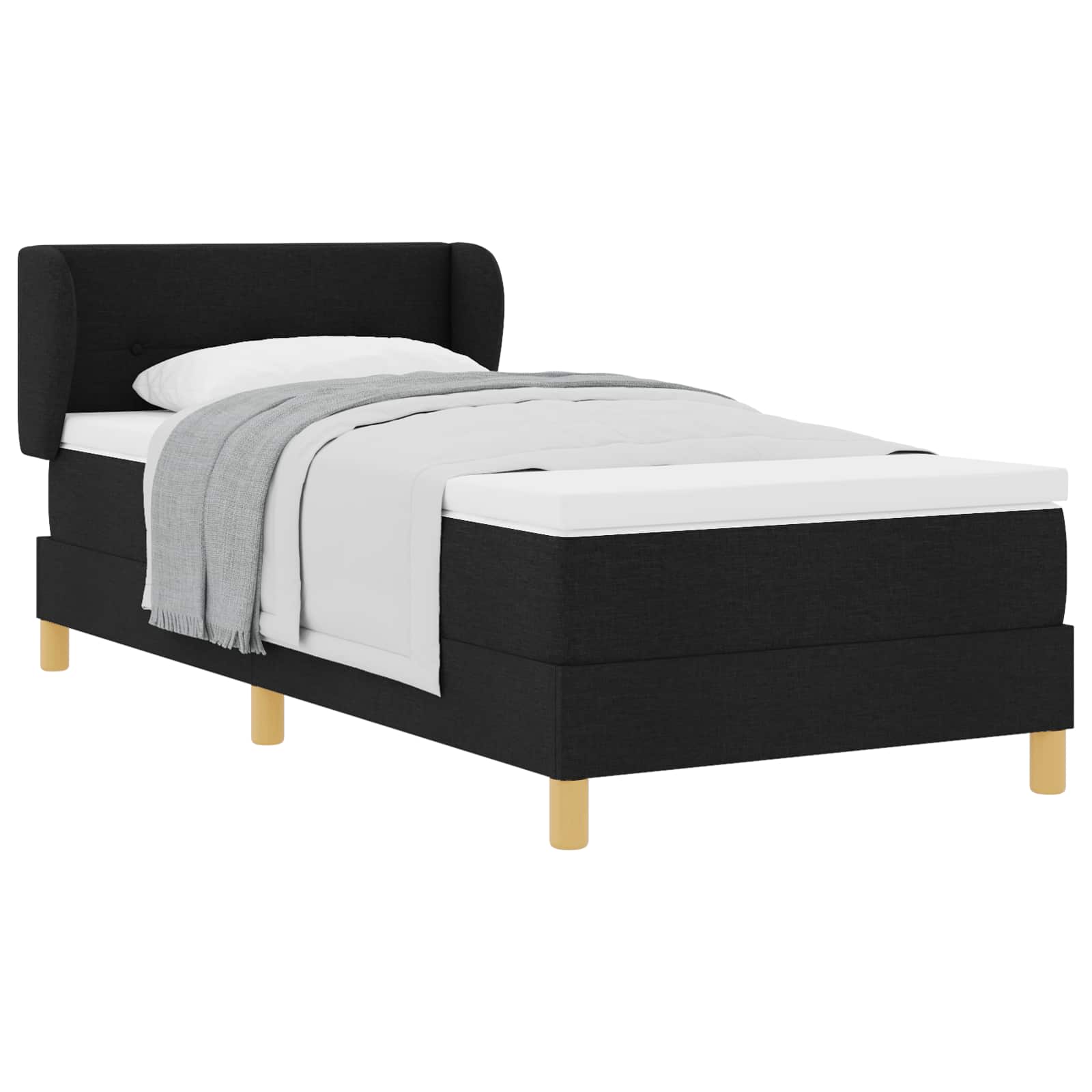 Thumbnail - vidaXL Boxspringbett mit Matratze Schwarz 90 x 200 cm Stoff