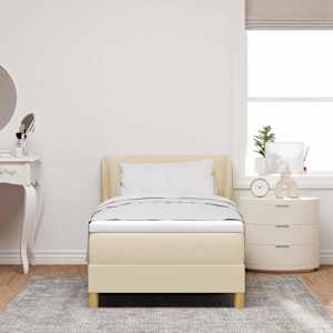 Postel s boxspringem s čelo Krémová 100 x 200 cm textil - obrázek 3