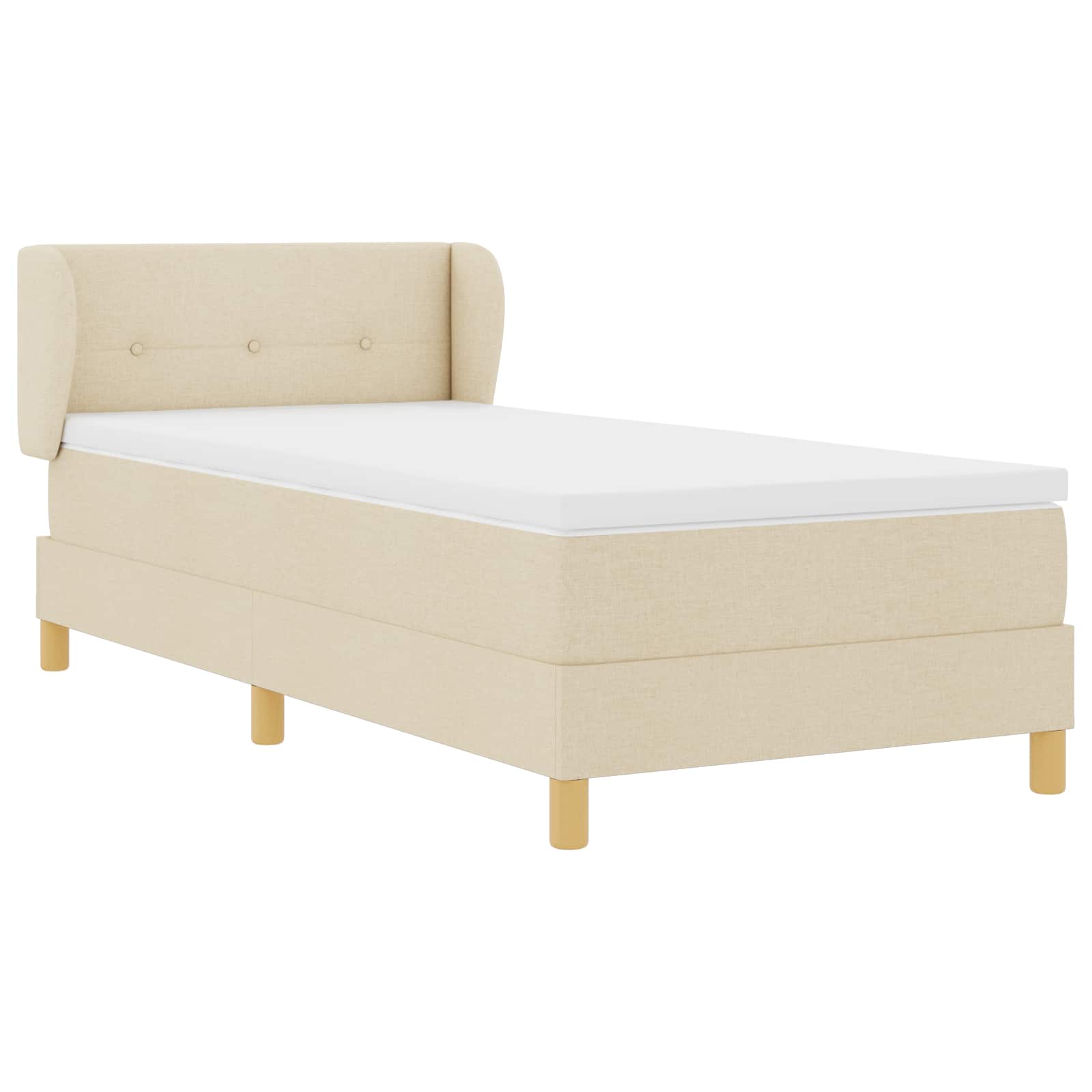 vidaXL Boxspringbett mit Kopfteil Creme 100 x 200 cm Stoff – Bild 4