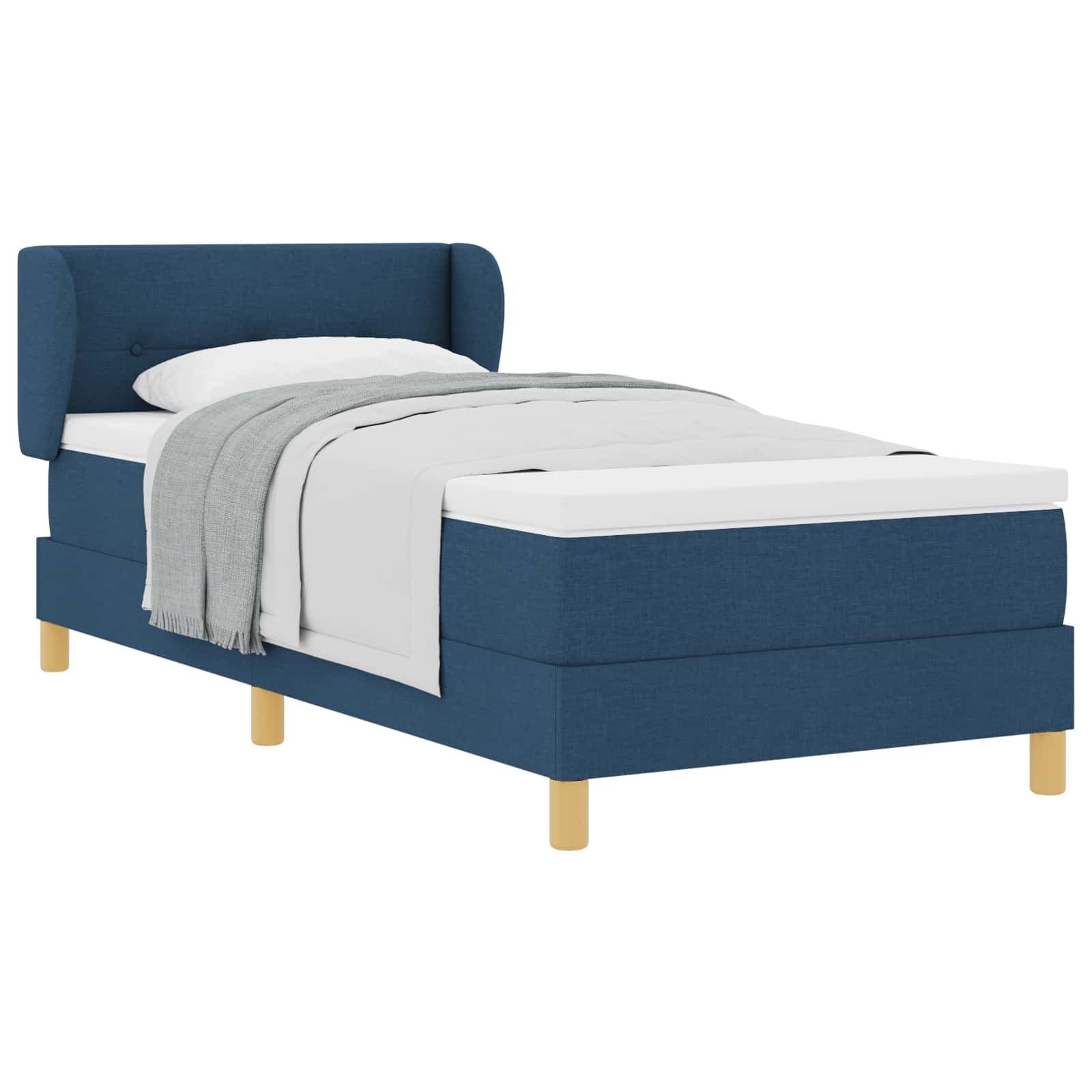 Thumbnail - vidaXL Boxspringbett mit Matratze mit Kopfteil Blau 100 x 200 cm Stoff