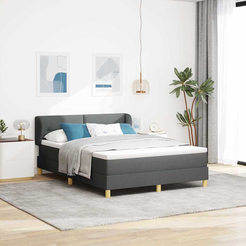 Boxspring seng med madras mørkegrå 140x190 cm stof