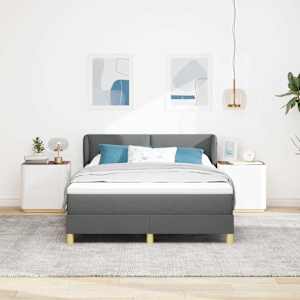 Postel s boxspringem s čelo Tmavě šedá 140 x 190 cm textil - obrázek 3