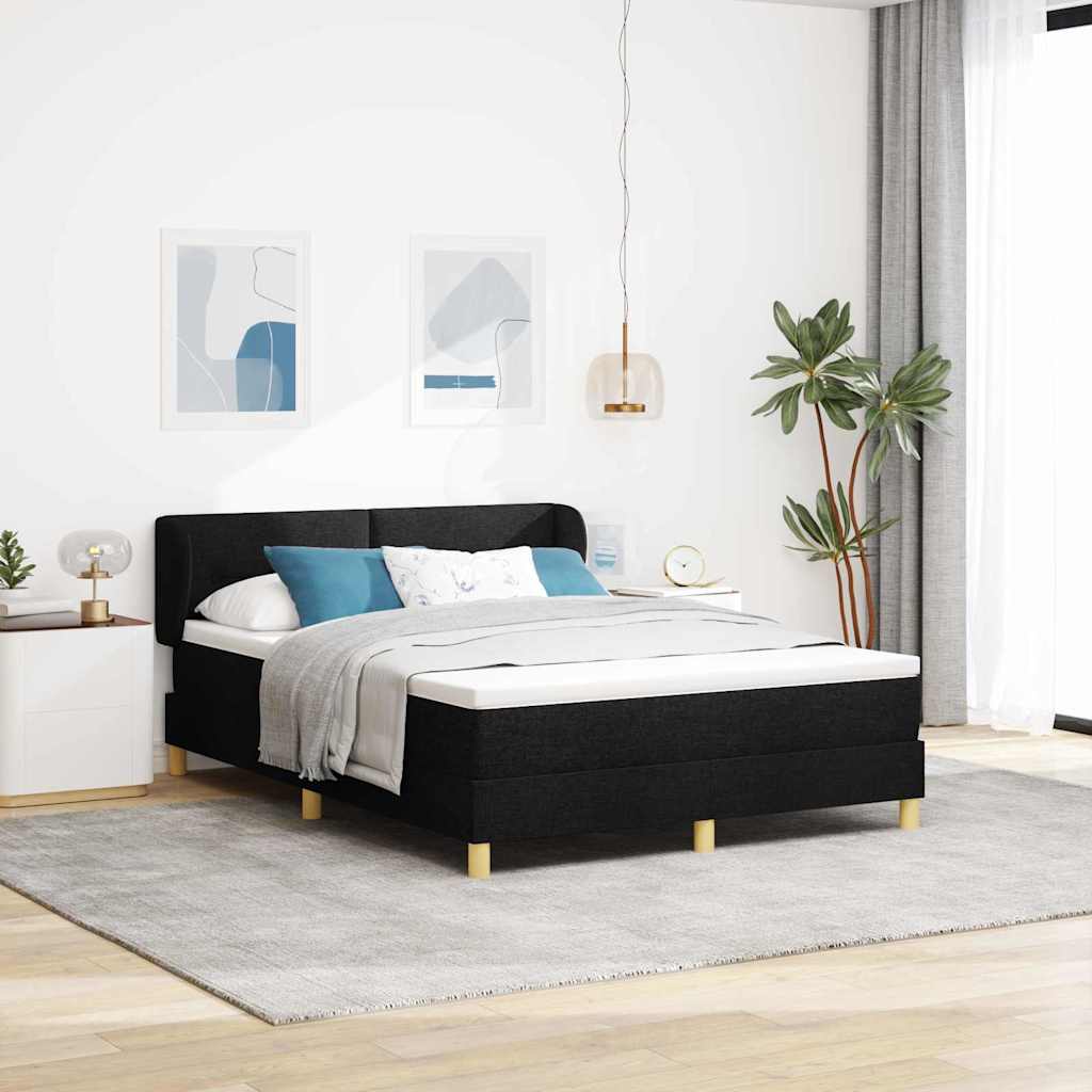 vidaXL Pat cu arcuri și saltea crem 90x200 cm Negru 140 x 190 cm