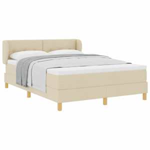 Postel s boxspringem s čelo Krémová 140 x 190 cm textil - obrázek 2