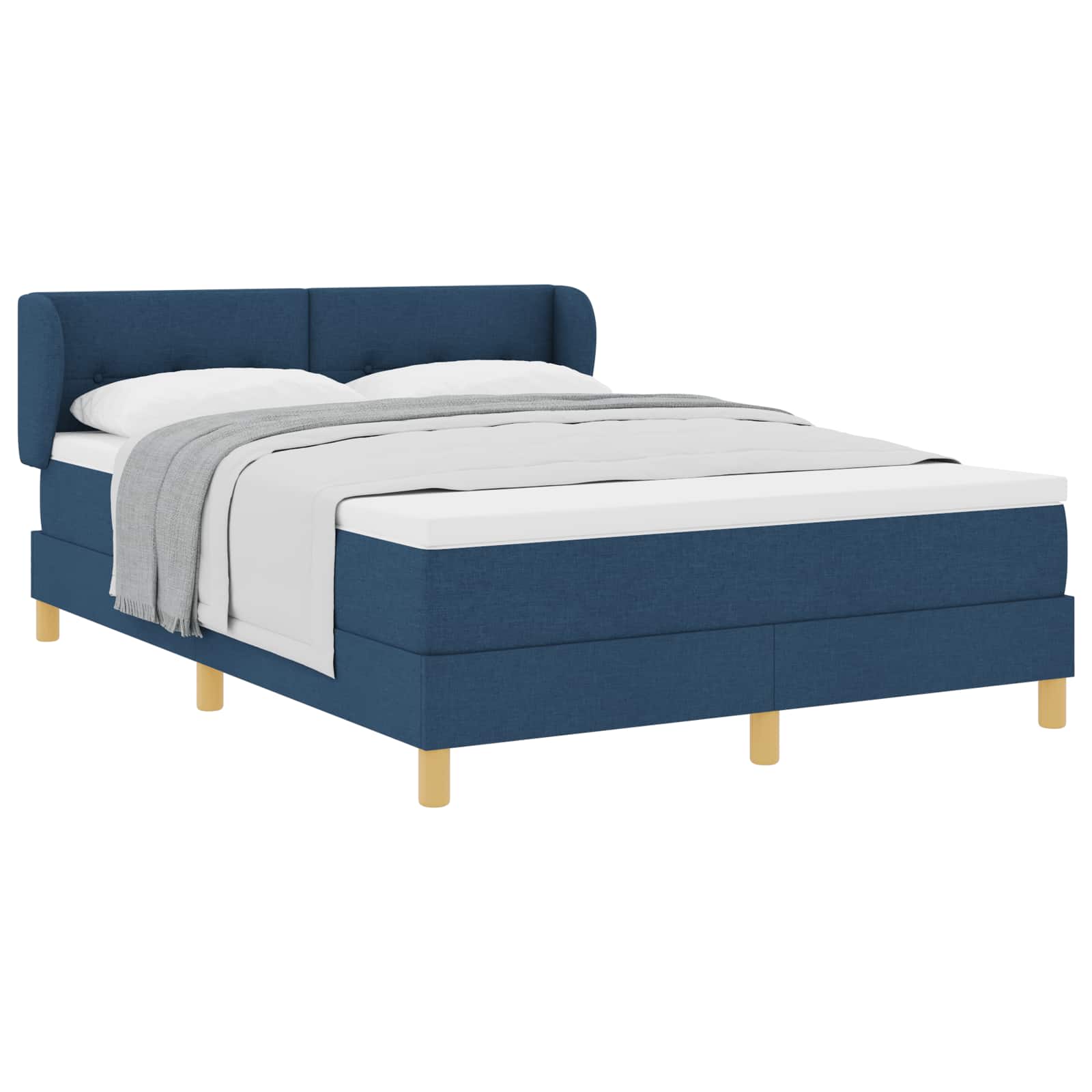 Thumbnail - vidaXL Boxspringbett mit Matratze mit Kopfteil Blau 140 x 190 cm Stoff