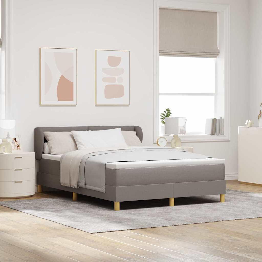Postel s boxspringem s matrací s čelo Taupe 160 x 200 cm textil