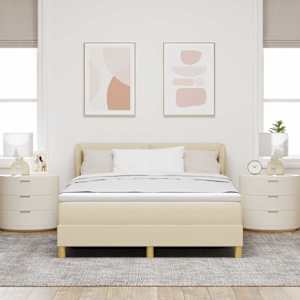 Postel s boxspringem s čelo Krémová 160 x 200 cm textil - obrázek 3