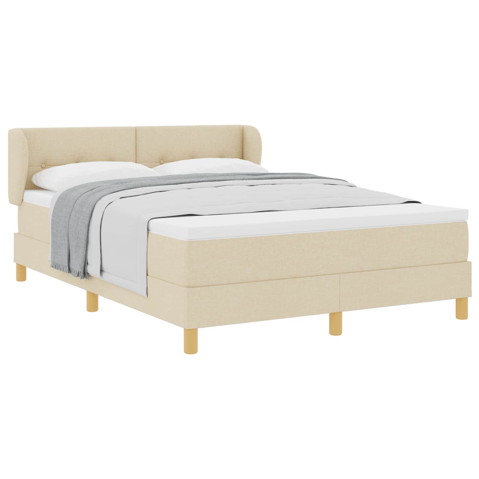 Thumbnail - vidaXL Boxspringbett mit Matratze Creme 160 x 200 cm Stoff