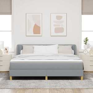 Postel s boxspringem s čelo Světle šedá 180 x 200 cm textil - obrázek 3