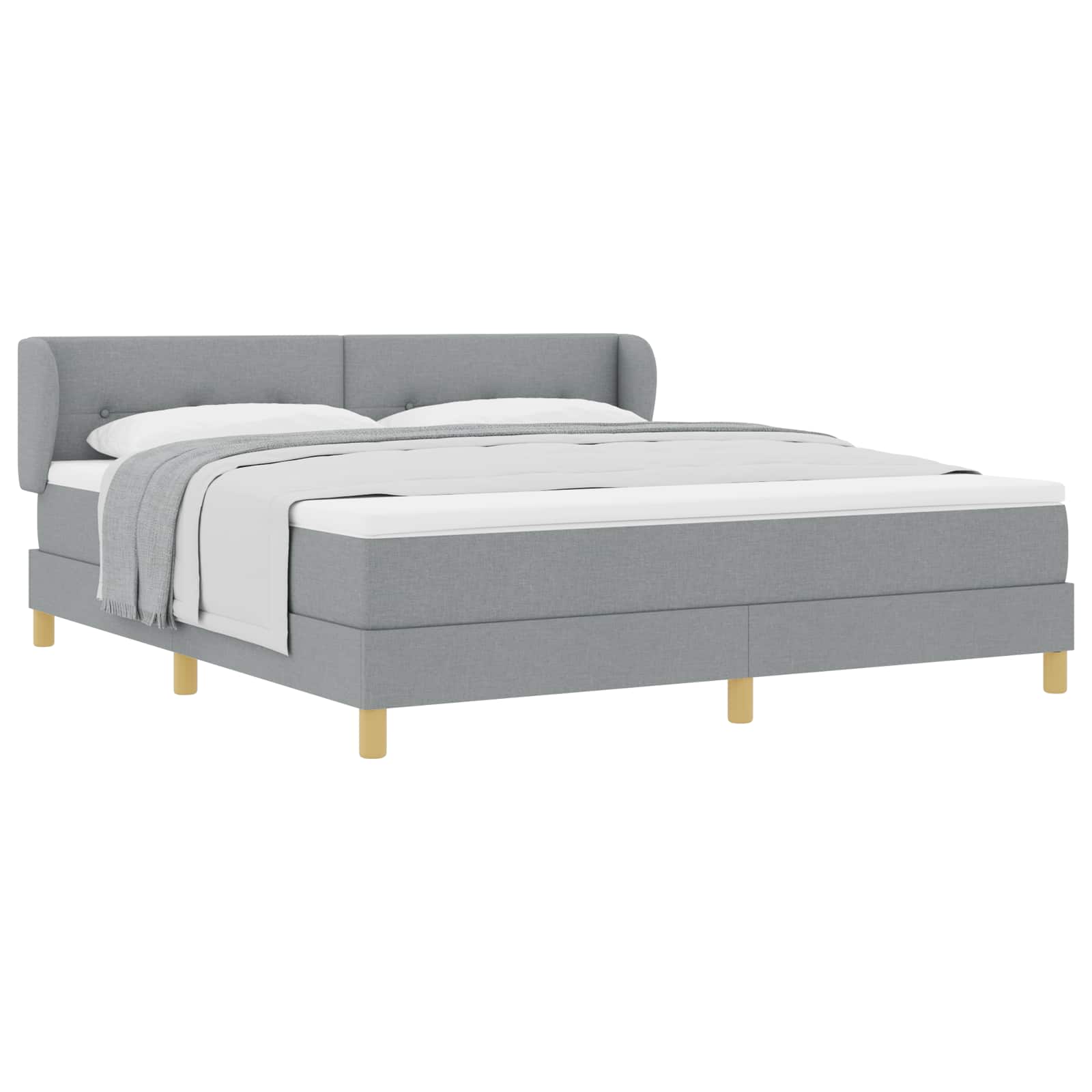 vidaXL Boxspringbed met hoofdeinde Lichtgrijs 180 x 200 cm Stof, foto 3