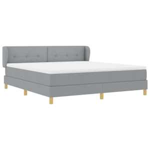Postel s boxspringem s čelo Světle šedá 180 x 200 cm textil - obrázek 6