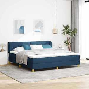 Postel s boxspringem s čelo Modrá 180 x 200 cm textil - obrázek 1