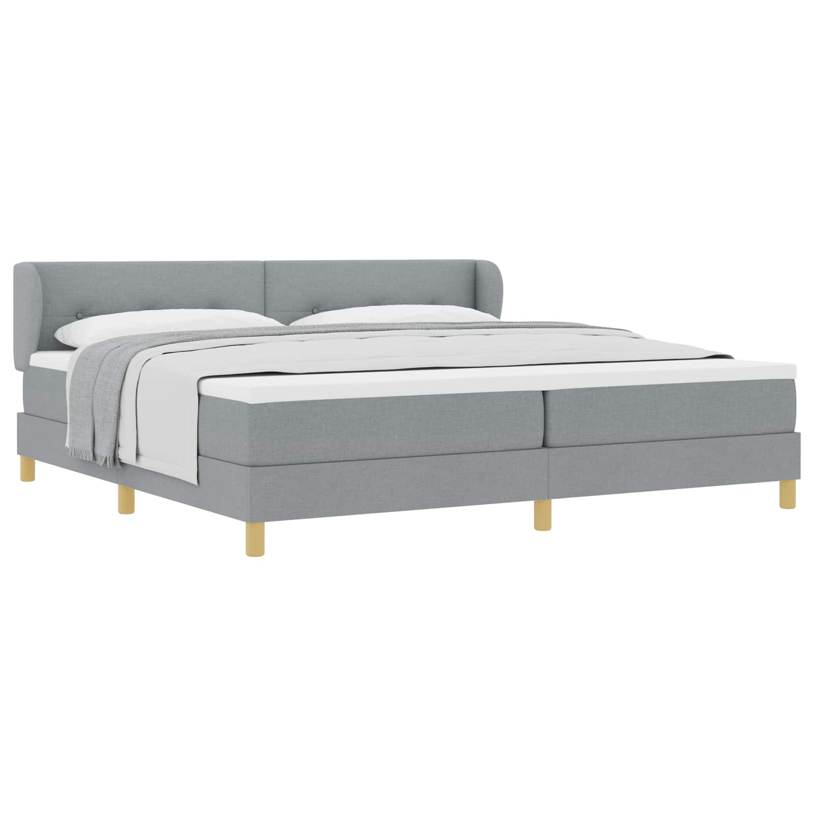 vidaXL Boxspringbed met hoofdeinde Lichtgrijs 200 x 200 cm Stof, foto 3