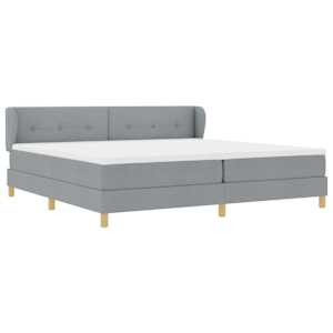 Postel s boxspringem s čelo Světle šedá 200 x 200 cm textil - obrázek 6
