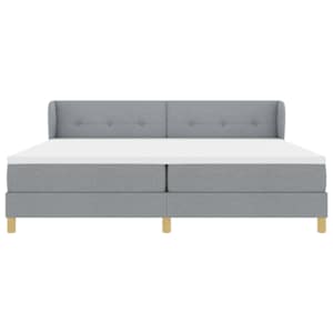 Postel s boxspringem s čelo Světle šedá 200 x 200 cm textil - obrázek 7