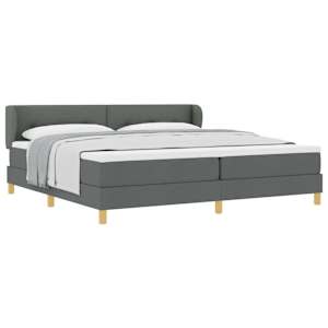 Postel s boxspringem s čelo Tmavě šedá 200 x 200 cm textil - obrázek 2