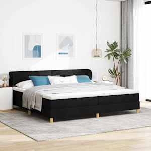 Postel s boxspringem s čelo Černá 200 x 200 cm textil - obrázek 1