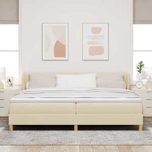 Postel s boxspringem s čelo Krémová 200 x 200 cm textil - obrázek 3
