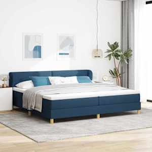 Postel s boxspringem s čelo Modrá 200 x 200 cm textil - obrázek 1