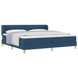 Postel s boxspringem s čelo Modrá 200 x 200 cm textil - obrázek 2
