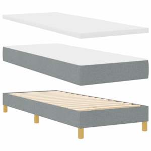 Postel s boxspringem s čelo Světle šedá 80 x 200 cm textil - obrázek 4