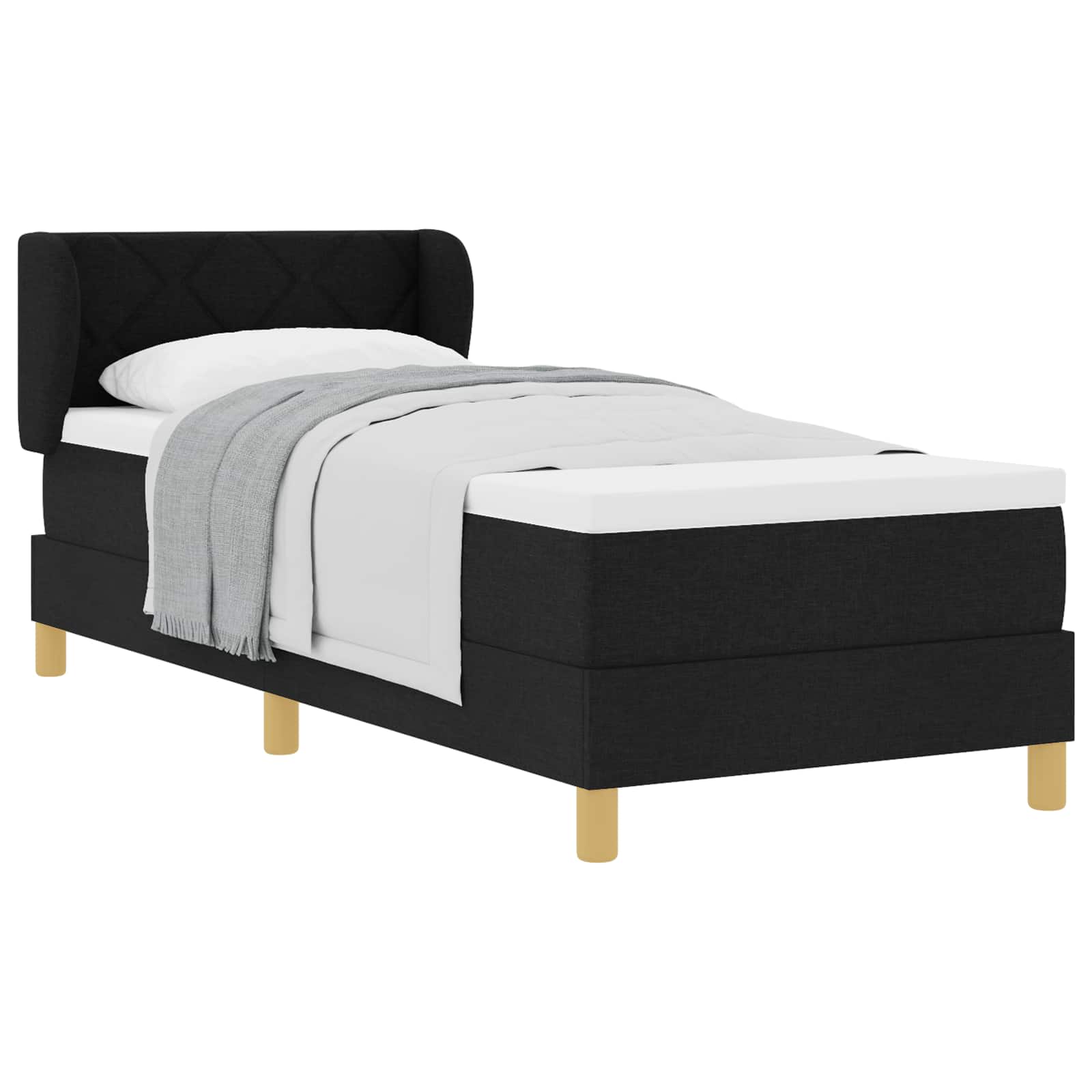 Thumbnail - vidaXL Boxspringbett mit Matratze Schwarz 80 x 200 cm Stoff