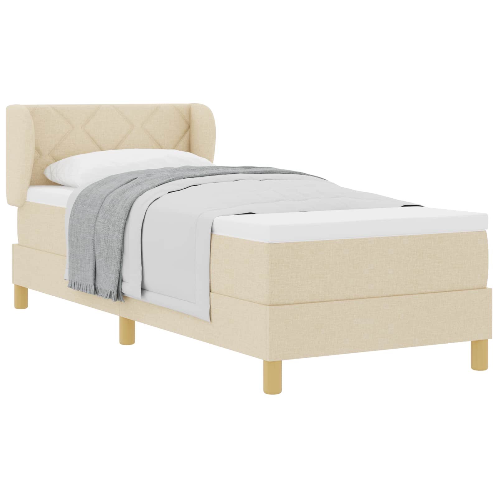 Thumbnail - vidaXL Boxspringbett mit Matratze mit Kopfteil Creme 80 x 200 cm Stoff