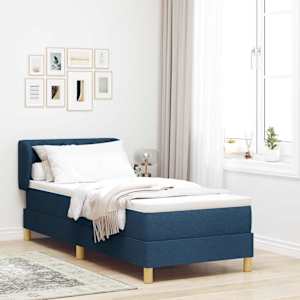 Postel s boxspringem s čelo Modrá 80 x 200 cm textil - obrázek 1