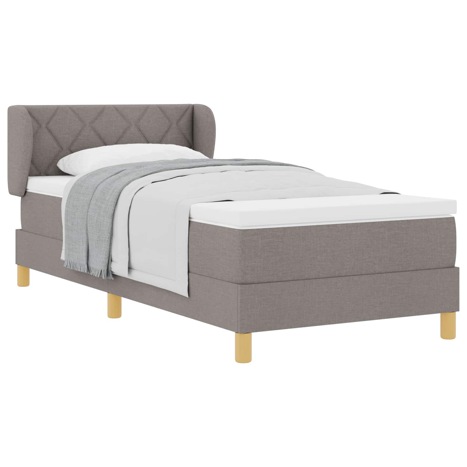 Postel s boxspringem s matrací s čelo Taupe 90 x 190 cm textil - obrázek 2