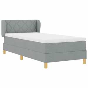 Postel s boxspringem s čelo Světle šedá 100 x 200 cm textil - obrázek 6