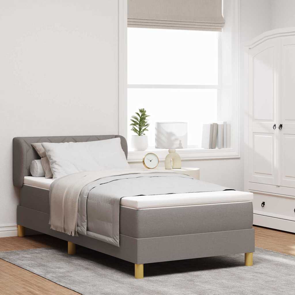 Box Spring Seng med Madras Taupe 100x200 cm Stof