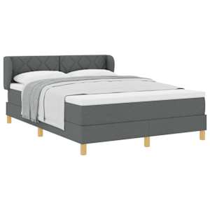 Postel s boxspringem s čelo Tmavě šedá 140 x 190 cm textil - obrázek 2
