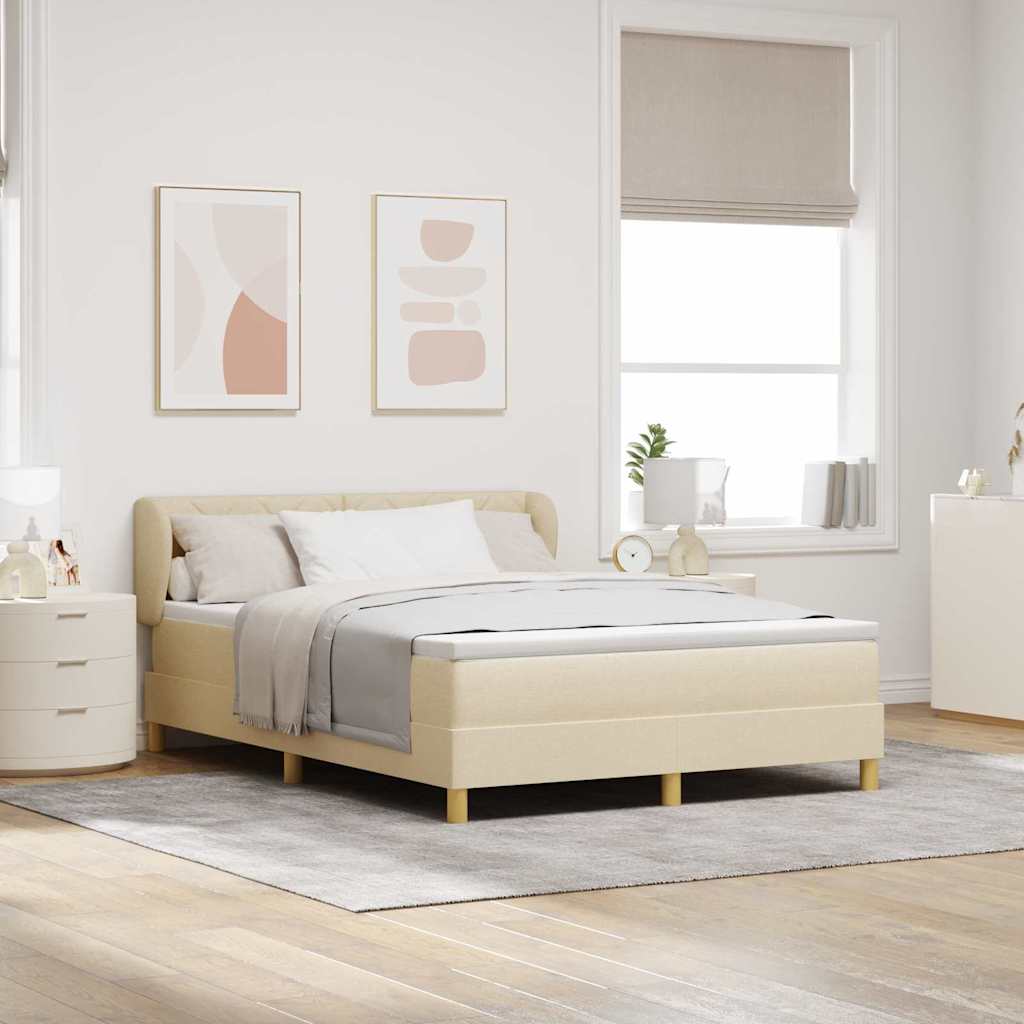 Box Spring voodi koos madratsiga, kreemjas, 160x200 cm, kangas