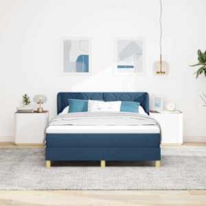 Postel s boxspringem s matrací s čelo Modrá 160 x 200 cm textil - obrázek 3