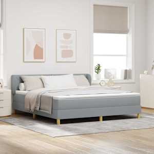 Postel s boxspringem s čelo Světle šedá 180 x 200 cm textil - obrázek 1