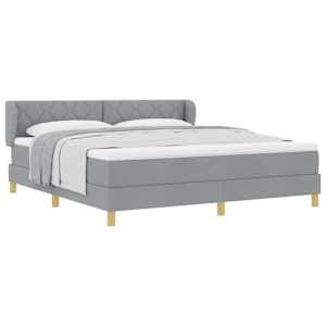 Postel s boxspringem s čelo Světle šedá 180 x 200 cm textil - obrázek 2