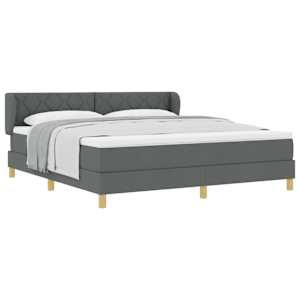 Postel s boxspringem s čelo Tmavě šedá 180 x 200 cm textil - obrázek 2