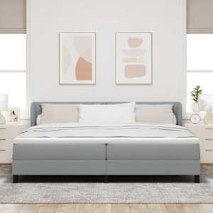 Postel s boxspringem s čelo Světle šedá 200 x 200 cm textil - obrázek 3